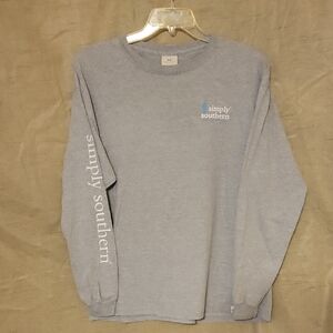 Simply Southern Gray Long Sleeve Tee with Classic Crew Neck